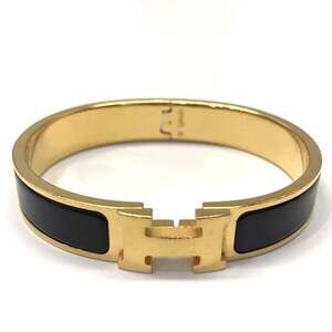 Hermès H Bangle Click Clack PM Bracelet Black Gold Women's HERMES
